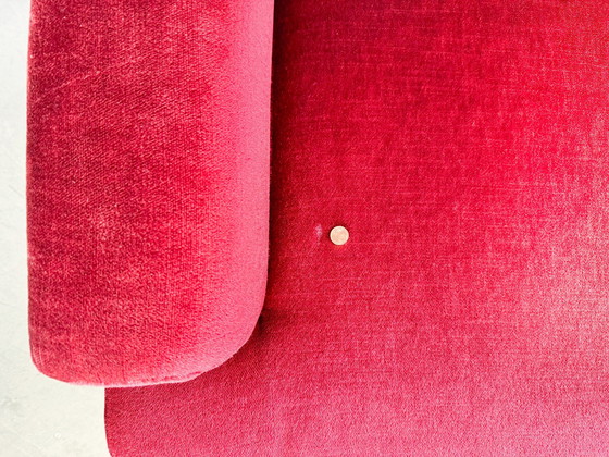 Image 1 of Lot de 2 fauteuils Mid Century Vintage Rouge Velours Rétro