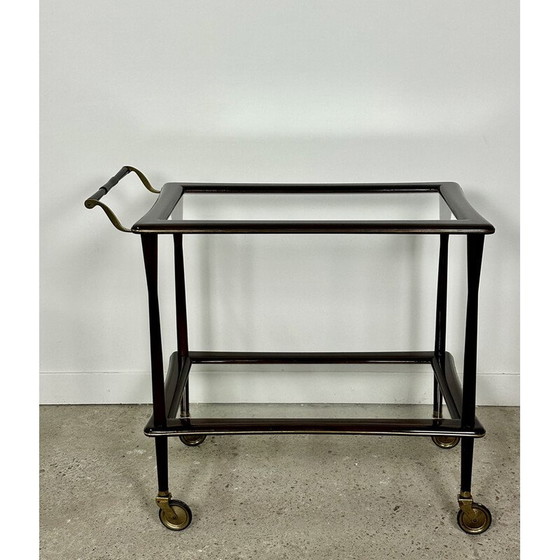 Image 1 of Table de service vintage en palissandre et laiton par Cesare Lacca, Italie années 1950