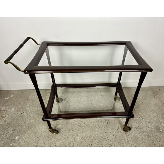 Image 1 of Table de service vintage en palissandre et laiton par Cesare Lacca, Italie années 1950