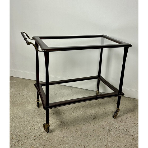 Image 1 of Table de service vintage en palissandre et laiton par Cesare Lacca, Italie années 1950