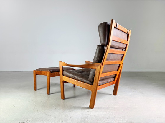 Image 1 of Fauteuil Midcentury Niels Eilersen Illum Wikkelsø Ottoman à haut dossier