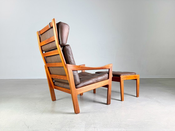 Image 1 of Fauteuil Midcentury Niels Eilersen Illum Wikkelsø Ottoman à haut dossier