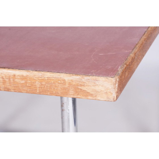 Image 1 of Table de salle à manger vintage Bauhaus en acier chromé et bois d'épicéa pour Mücke Melder, Tchécoslovaquie 1930