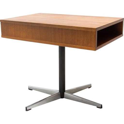 Table d'appoint pivotante vintage en acajou, Tchécoslovaquie 1970