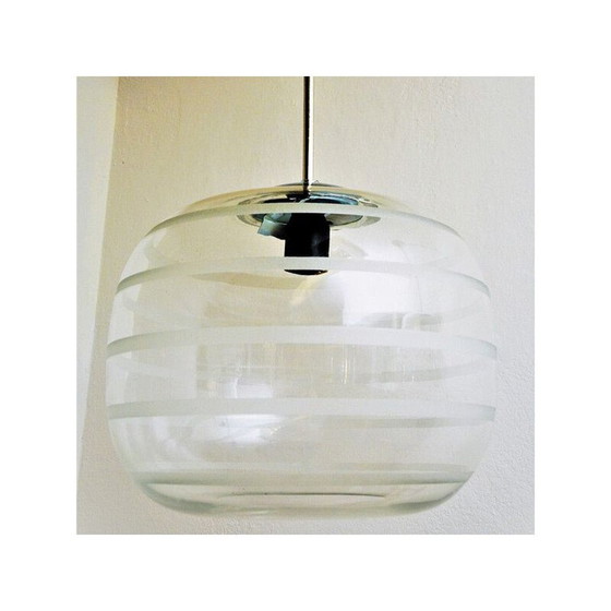 Image 1 of Verre de plafond vintage avec bandes givrées, Suède 1925