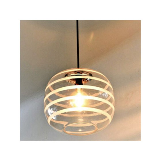 Image 1 of Verre de plafond vintage avec bandes givrées, Suède 1925