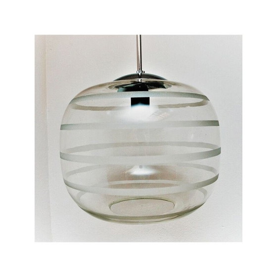 Image 1 of Verre de plafond vintage avec bandes givrées, Suède 1925