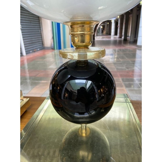 Image 1 of Paire de lampes vintage en laiton et verre par Vetreria Vistosi, 1980