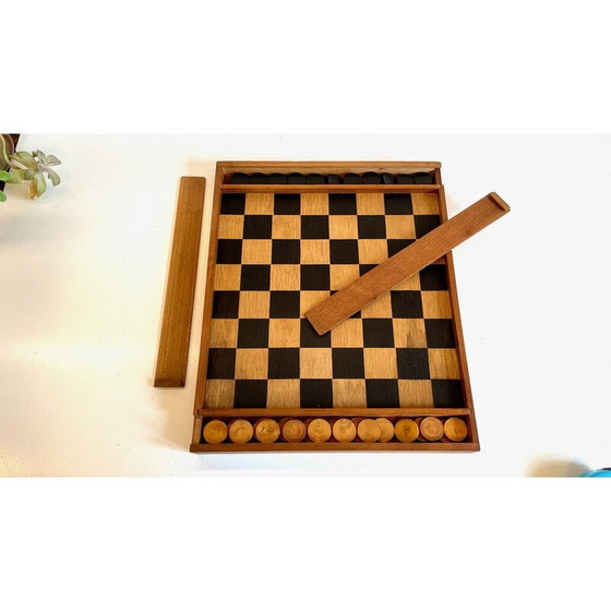 Image 1 of Jeu de dames vintage en bois avec assemblage à queue d'aronde