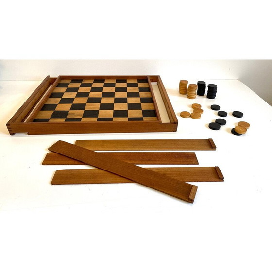 Image 1 of Jeu de dames vintage en bois avec assemblage à queue d'aronde