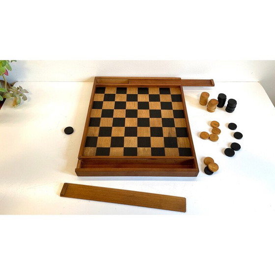 Image 1 of Jeu de dames vintage en bois avec assemblage à queue d'aronde