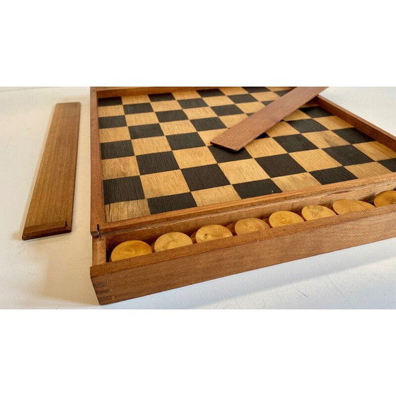 Image 1 of Jeu de dames vintage en bois avec assemblage à queue d'aronde