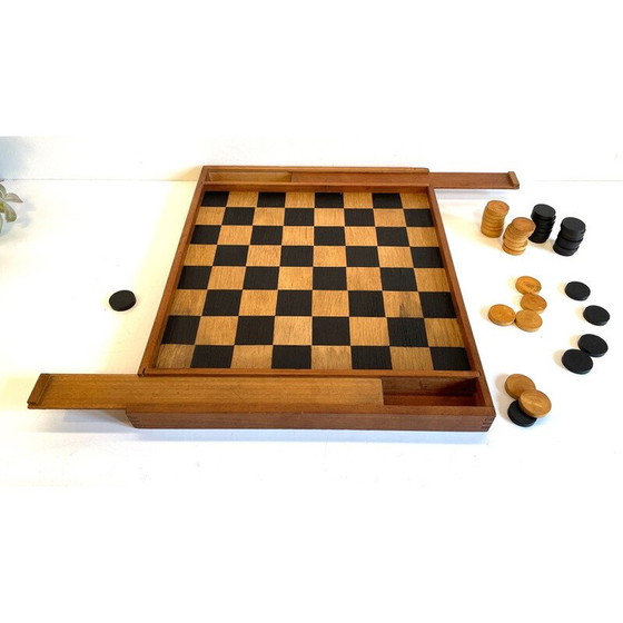 Image 1 of Jeu de dames vintage en bois avec assemblage à queue d'aronde