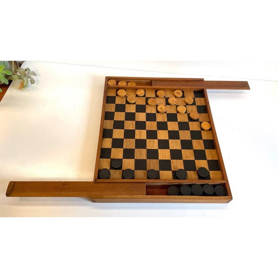 Image 1 of Jeu de dames vintage en bois avec assemblage à queue d'aronde