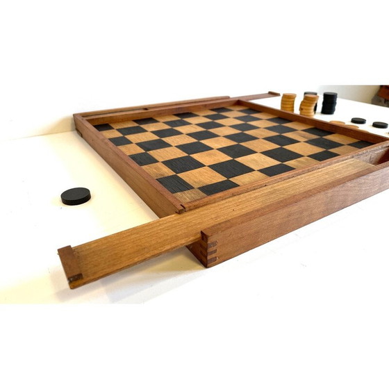 Image 1 of Jeu de dames vintage en bois avec assemblage à queue d'aronde