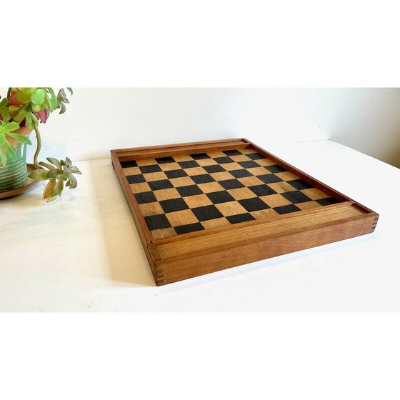 Image 1 of Jeu de dames vintage en bois avec assemblage à queue d'aronde