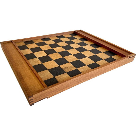 Image 1 of Jeu de dames vintage en bois avec assemblage à queue d'aronde