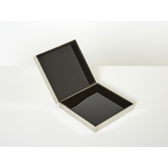 Image 1 of Boîte à bijoux carrée vintage en chrome et laiton par Romeo Rega, 1970