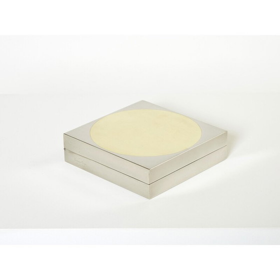Image 1 of Boîte à bijoux carrée vintage en chrome et laiton par Romeo Rega, 1970