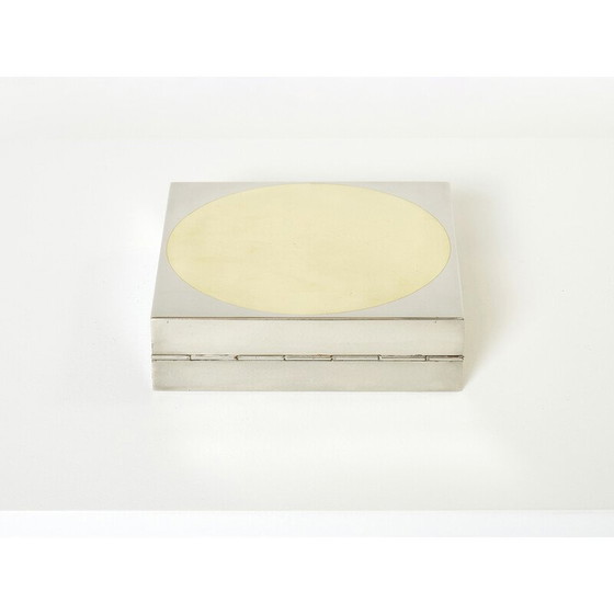 Image 1 of Boîte à bijoux carrée vintage en chrome et laiton par Romeo Rega, 1970