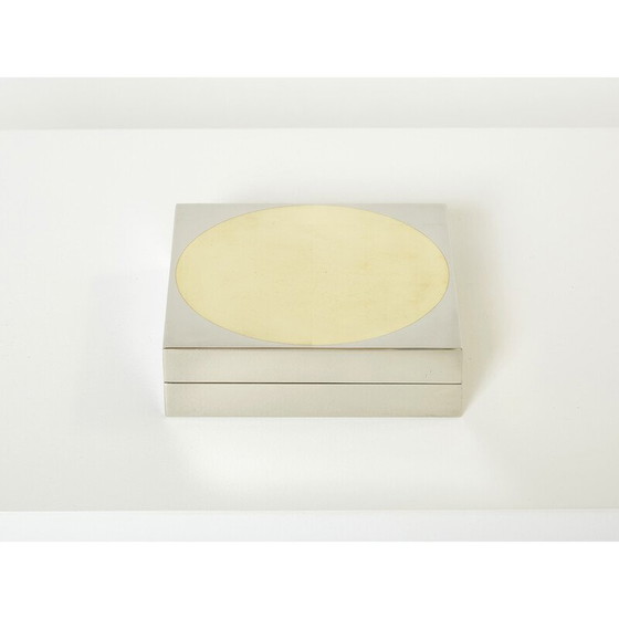 Image 1 of Boîte à bijoux carrée vintage en chrome et laiton par Romeo Rega, 1970
