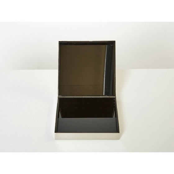 Image 1 of Boîte à bijoux carrée vintage en chrome et laiton par Romeo Rega, 1970