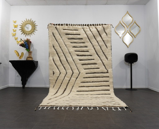 Tapis berbère - 254 cm x 150 cm - laine blanche