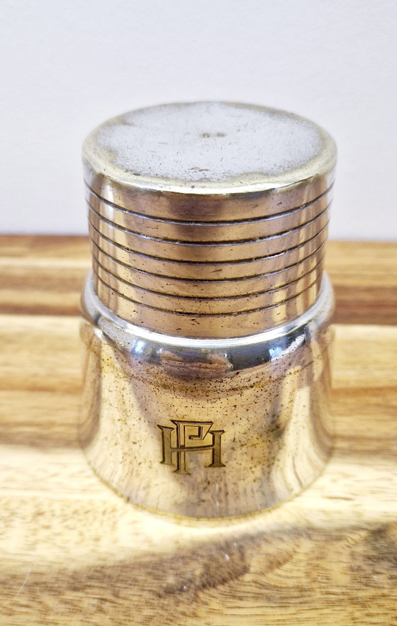 Image 1 of Timbale De Voyage Style Art Déco 1920 Métal Argenté 