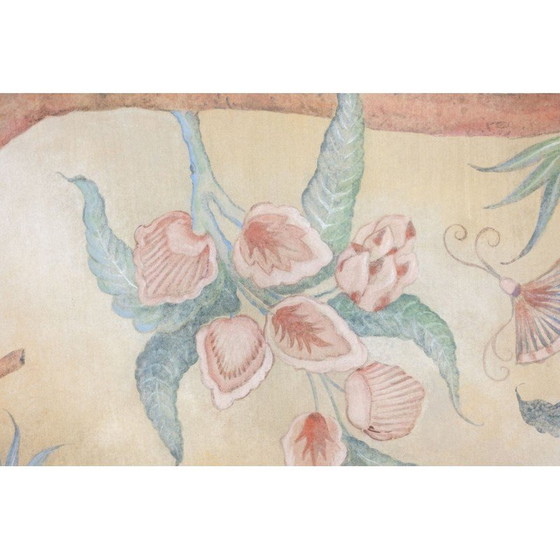 Image 1 of Peinture vintage d'un caméléon sur une brance