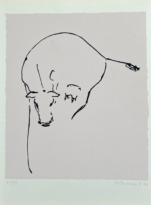 Sérigraphie K. Van Dulmen Krumpelman - Vache