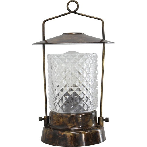 Lampe de table vintage en verre et métal par Lidokov, Tchécoslovaquie, années 1970