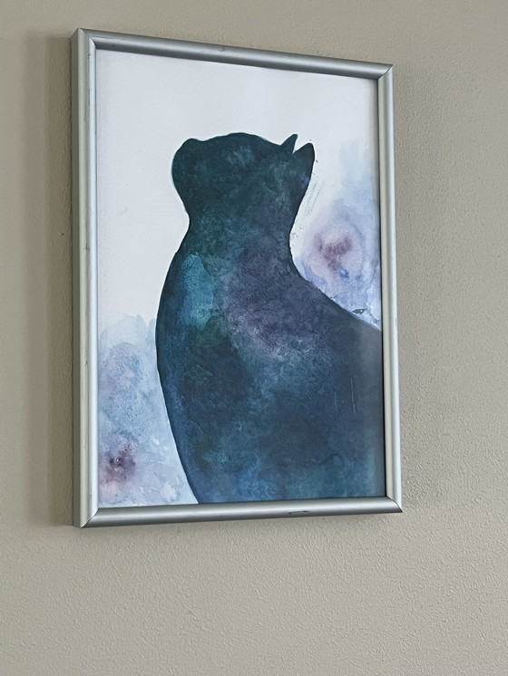 Image 1 of Aquarelle Chat de nuit