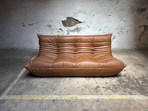 Ligne Roset Togo trois places en cuir marron