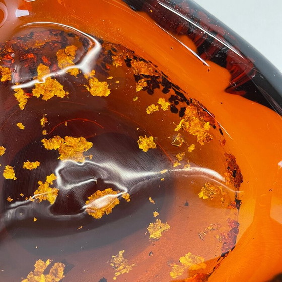 Image 1 of Cendrier vintage en verre de Murano "Flocons de poussière d'or", Italie, années 1970