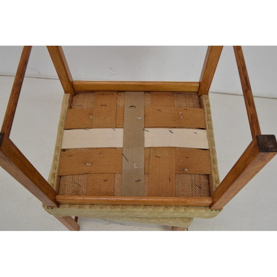 Image 1 of Paire de poufs vintage en tissu et bois, Tchécoslovaquie 1960