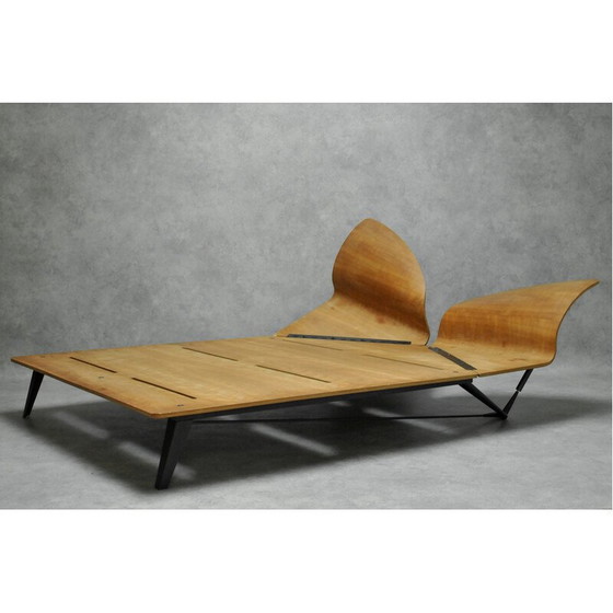 Image 1 of Lit de jour vintage "Dimanche Matin" en acier et bois de cerisier par Christer Schweilz pour Pallucco, 1991