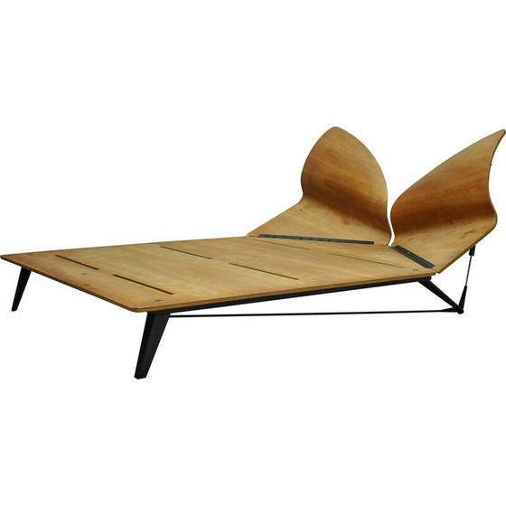 Image 1 of Lit de jour vintage "Dimanche Matin" en acier et bois de cerisier par Christer Schweilz pour Pallucco, 1991