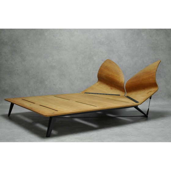 Image 1 of Lit de jour vintage "Dimanche Matin" en acier et bois de cerisier par Christer Schweilz pour Pallucco, 1991