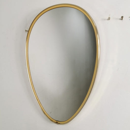 Miroir Vintage Mid Century avec rebord en laiton Miroir de cheminée