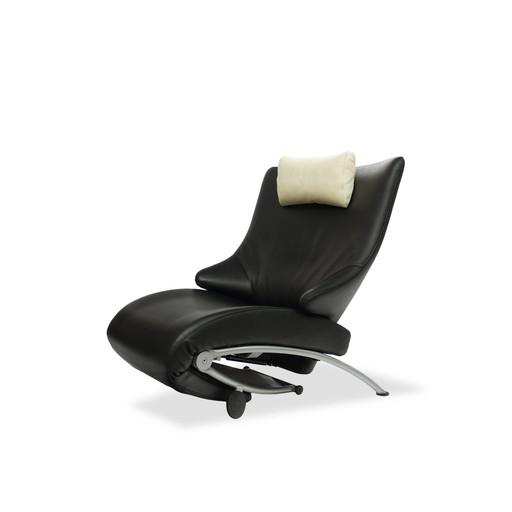 Wk Wohnen Solo 699 Fauteuil en cuir / chaise longue | Noir / Blanc crème | N° 2/2