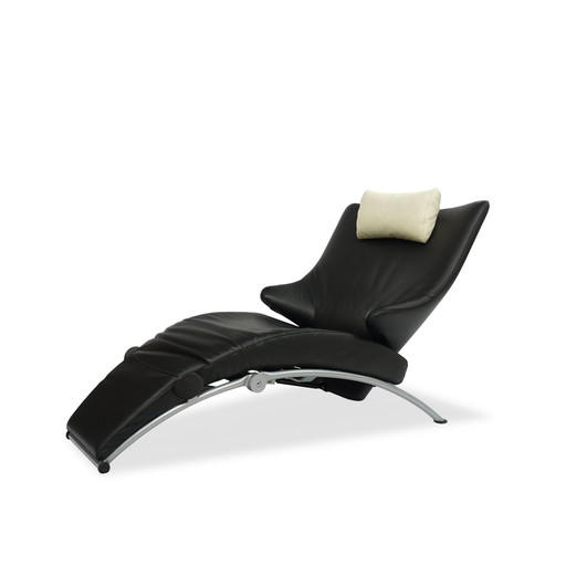 Wk Wohnen Solo 699 Fauteuil en cuir / chaise longue | Noir / Blanc crème | N° 2/2