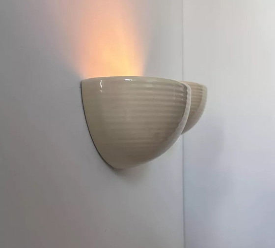 Image 1 of 2X D'Appliques En Porcelaine Beige, France 1970