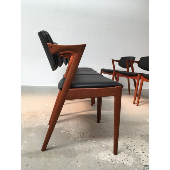 Image 1 of Ensemble de 8 chaises de salle à manger vintage en teck par Kai Kristiansen pour Schous Møbelfabrik, 1960s