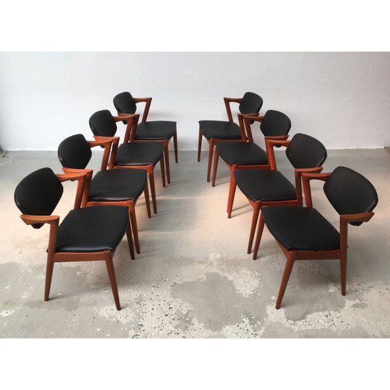 Image 1 of Ensemble de 8 chaises de salle à manger vintage en teck par Kai Kristiansen pour Schous Møbelfabrik, 1960s