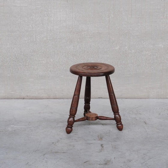 Image 1 of Tabouret vintage en bois de chêne par Charles Dudouyt, France 1950s