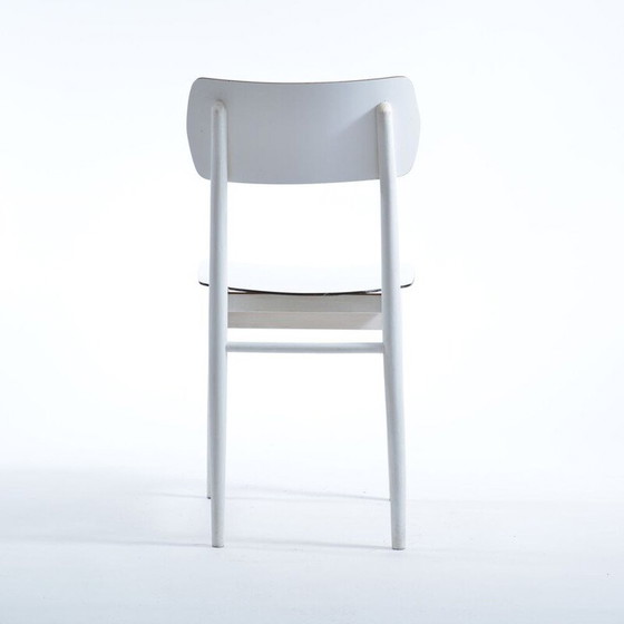 Image 1 of Chaise blanche du milieu du siècle par T On en chêne et formica, Tchécoslovaquie années 1960