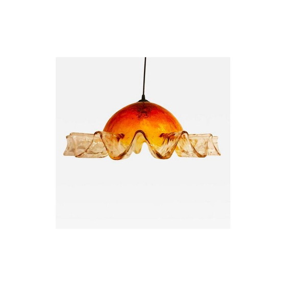 Image 1 of Lampe suspendue vintage en verre de Murano Mazzega, 1970