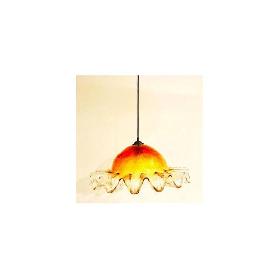 Image 1 of Lampe suspendue vintage en verre de Murano Mazzega, 1970