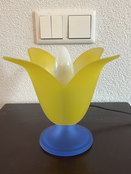 Lampe de table design en verre (Van de Heg - années 1980)