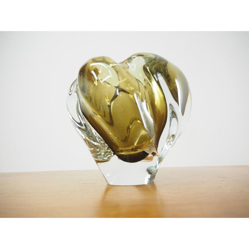 Vase vintage en verre d'art par Josef Hospodka pour Chribska Glassworks, Tchécoslovaquie 1960